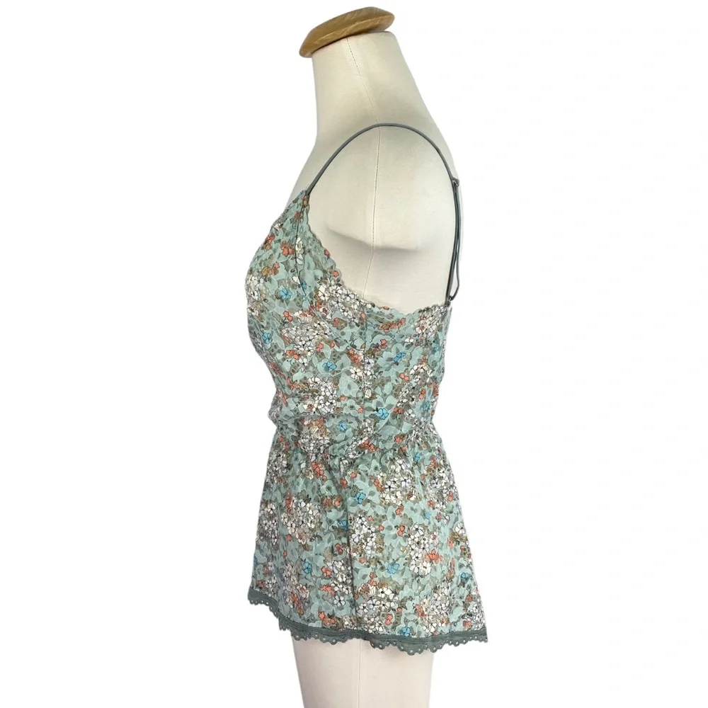 Victoria's Secret Romper Size Small Green Lace Floral Lingerie Semi Sheer